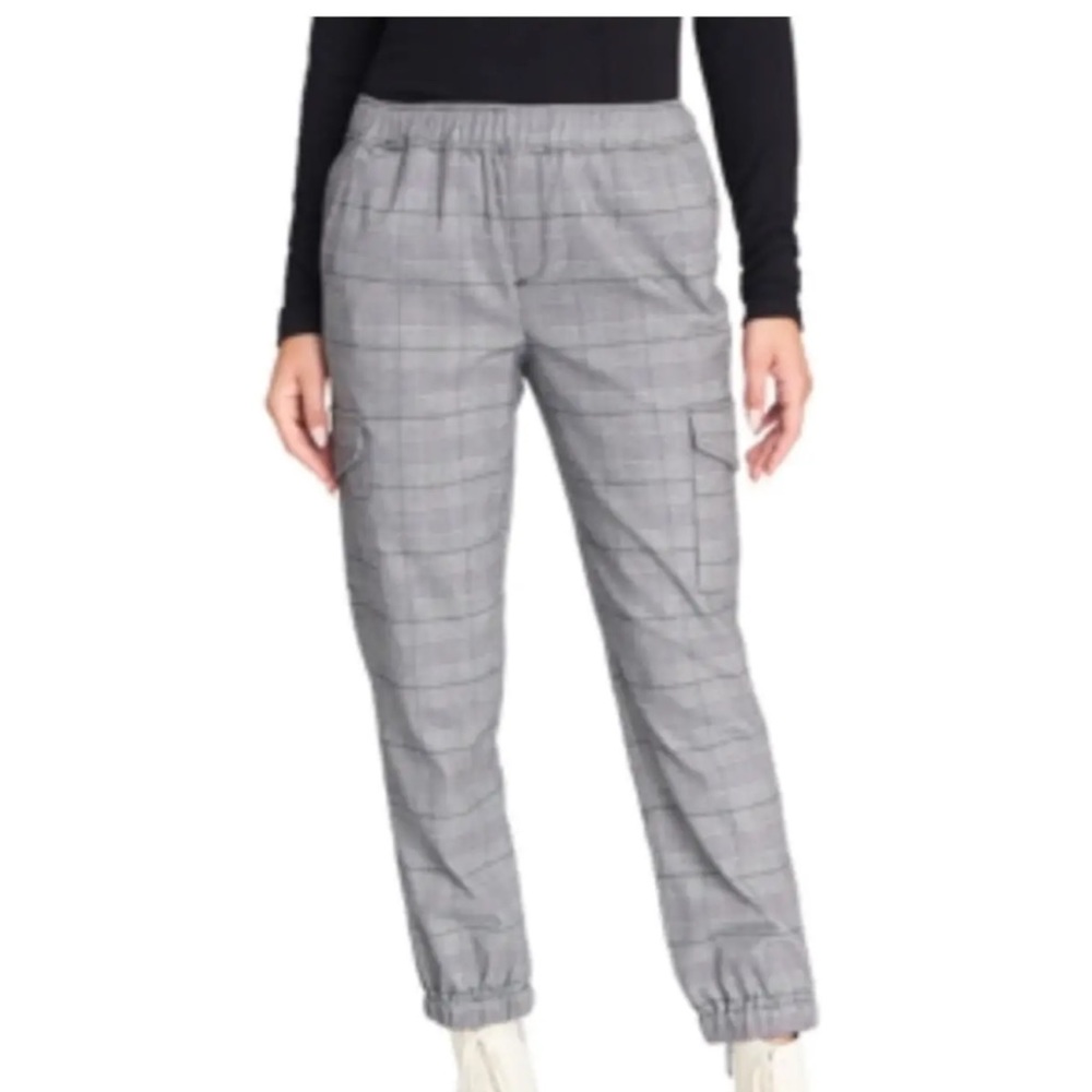 Sanctuary Women's Trooper Plaid Ankle Jogger Pants Black Gray Size Medium